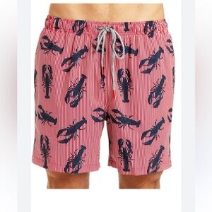 RAINFOREST Red and Blue Swim Trunks with Nautical Lobster Print size L